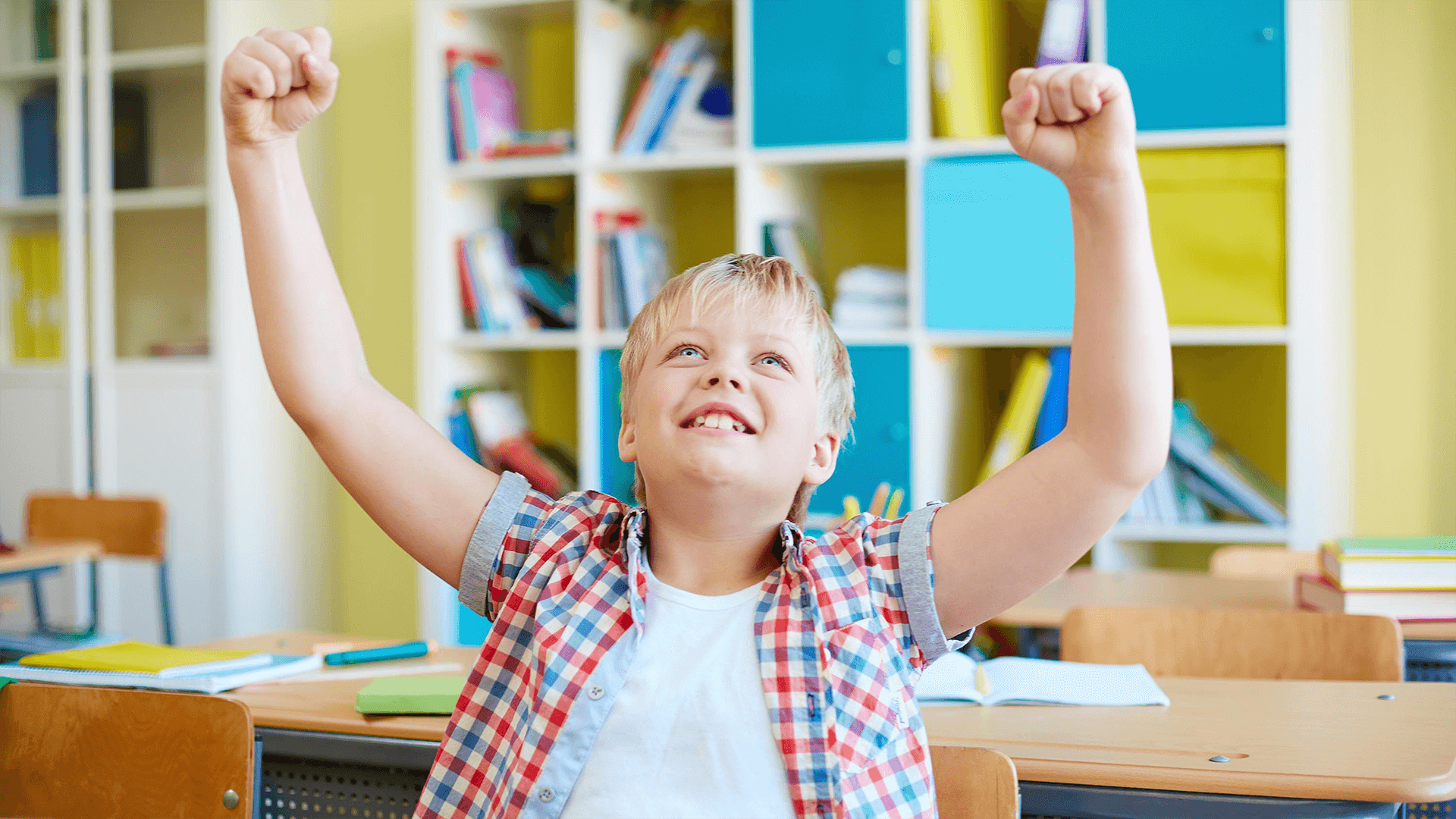 Kid celebrating his success